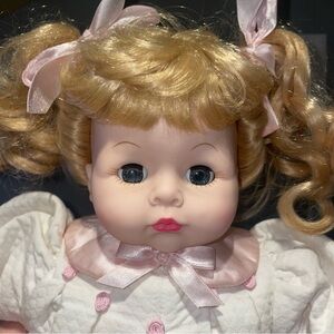 Vtg Madame Alexander Baby Doll Blonde Sleep Eyes Pink Dress 1977